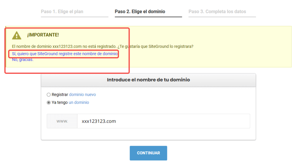 SiteGround:Reseñas del mejor alojamiento de WordPress por reputación(en 2023) 15 sg-siteground-regístrese-paso-4
