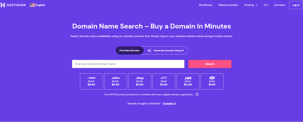¿Dónde conseguir nombres de dominio baratos? Los mejores sitios para buscar y comprar un dominio 3 Hostinger